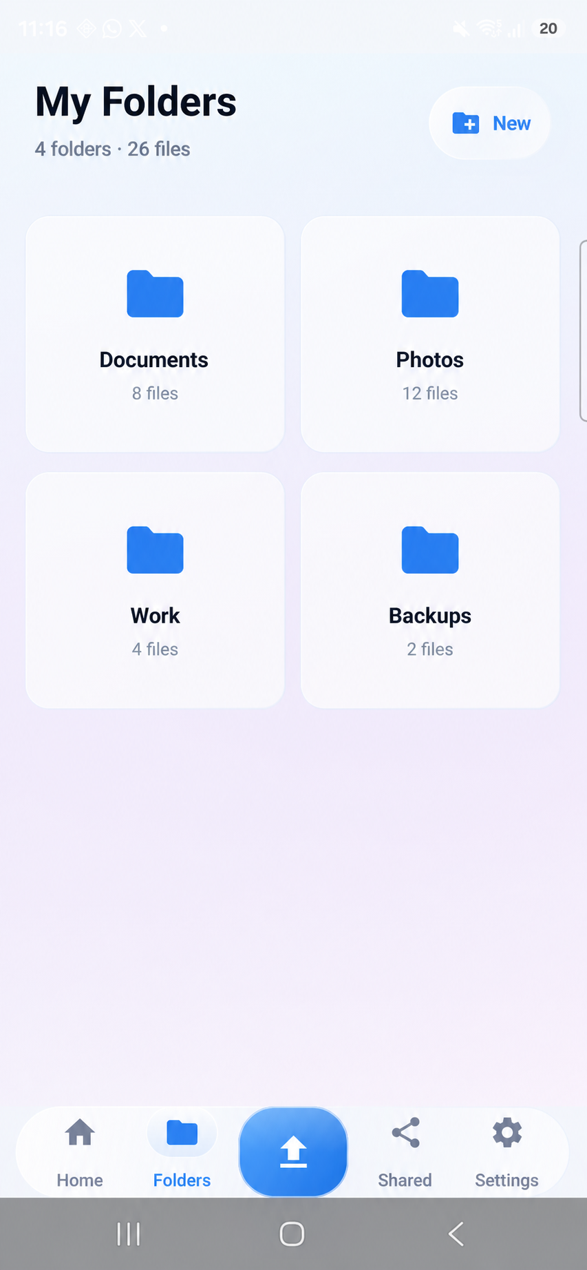 DrStorage folders screen
